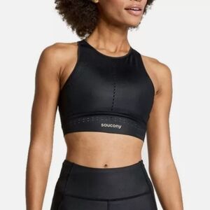 Saucony Womens Pinnacle Sports Bra Top Black Size L